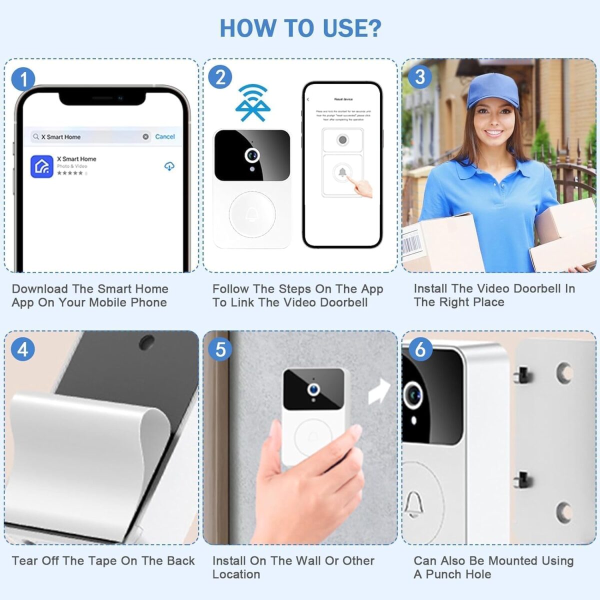 ⁦جرس باب بكاميرا سحرية للمراقبة عن بعد يعمل بالواي فاي لامان المنزل⁩ - الصورة ⁦4⁩