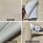 ⁦رول استيكر لاصق شكل خشبي لتجديد ديكور المطبخ باللون البيج الفاتح⁩ - الصورة ⁦3⁩