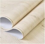 ⁦رول استيكر لاصق شكل خشبي لتجديد ديكور المطبخ باللون البيج الفاتح⁩ - الصورة ⁦8⁩