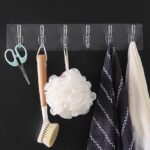 شماعة حوائط شفافة ذاتية اللصق ب 6 هوك لتعليق أدوات المطبخ والحمام