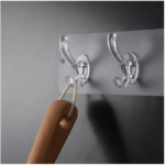 ⁦شماعة حوائط شفافة ذاتية اللصق ب 6 هوك لتعليق أدوات المطبخ والحمام⁩ - الصورة ⁦3⁩