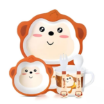 ⁦طقم طعام للاطفال 5 قطع شكل قرد لطيف⁩ - الصورة ⁦4⁩