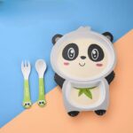 ⁦طقم طعام للاطفال شكل باندا 5 قطع⁩ - الصورة ⁦3⁩