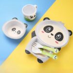 ⁦طقم طعام للاطفال شكل باندا 5 قطع⁩ - الصورة ⁦2⁩