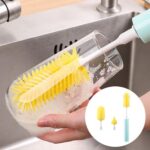 فرشة كهربائية لتنظيف زجاجات المياة وببرونات الأطفال ب 3 رؤوس مختلفة