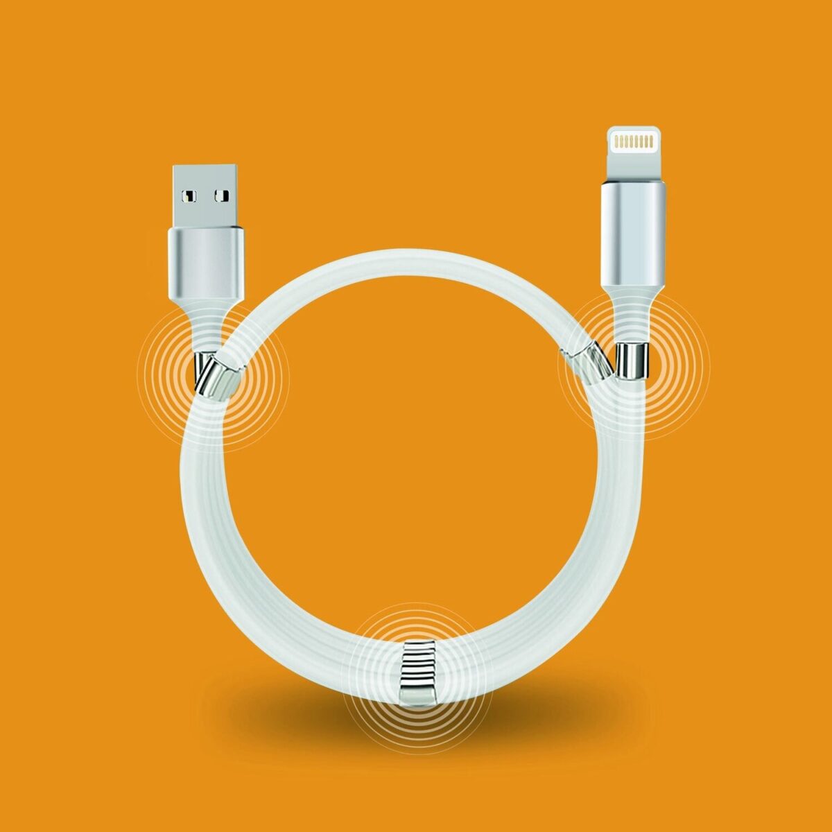 ⁦كابل ايفون يو اس بي سريع تصميم مغناطيسي ملتوي لمنع التلف⁩ - الصورة ⁦8⁩