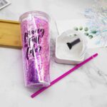 ⁦كوباية دابل مزين بالجليتر مع شاليموه وغطاء 600 مللي⁩ - الصورة ⁦4⁩