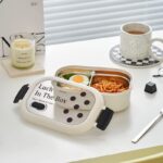 لانش بوكس حافظ للحرارة بحلة استانلس ستيل مقسمة لخانتين بغطاء محكم للغلق