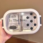 ⁦لانش بوكس حافظ للحرارة بحلة استانلس ستيل مقسمة لخانتين بغطاء محكم للغلق⁩ - الصورة ⁦9⁩