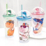 مج اكليريك 500 مللي بشاليموه مناسب للمشروبات المثلجة مزين باشكال كرتونية