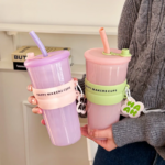 مج زجاج 650 ملي بيد و شاليموه لشرب العصائر والمشروبات الساخنة