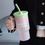 مج زجاج 900 ملي بيد و شاليموه لشرب العصائر والمشروبات الساخنة