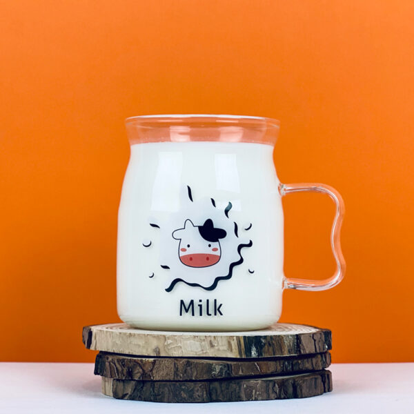 مج زجاج شفاف مطبوع ‏475 ملي بيد لشرب وتقديم النسكافيه والايس كوفي‏