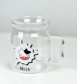 ⁦مج زجاج شفاف مطبوع ‏475 ملي بيد لشرب وتقديم النسكافيه والايس كوفي‏⁩ - الصورة ⁦3⁩