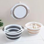 ⁦باسكت غسيل سيليكون دائري الشكل قابل للطي وبيد لسهولة الحمل⁩ - الصورة ⁦4⁩