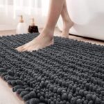 دواسة حمام مقاس 40 * 60 سم من القطيفة الناعمة مانعة للانزلاق باللون الرمادي