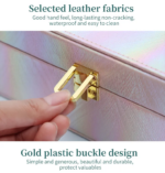 صندوق جلد بمرآة لتنظيم الإكسسوارات والمجوهرات بغطاء محكم الغلق - الصورة 5