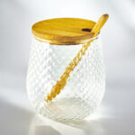 ⁦طقم برطمانات زجاج 3 قطع للتوابل مع قاعدة خشب 350 مللي⁩ - الصورة ⁦3⁩