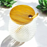 ⁦طقم برطمانات زجاج 3 قطع للتوابل مع قاعدة خشب 350 مللي⁩ - الصورة ⁦5⁩