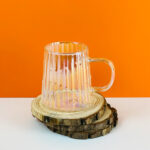 ⁦طقم مج 2 قطعة زجاج مموج شفاف 300 ملي بيد  لتقديم و شرب العصائر و النسكافية⁩ - الصورة ⁦2⁩