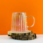 ⁦طقم مج 2 قطعة زجاج مموج شفاف 300 ملي بيد  لتقديم و شرب العصائر و النسكافية⁩ - الصورة ⁦3⁩