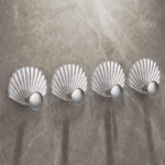 ⁦طقم هوك شفاف 3 قطع علي شكل صدفة بلزق دبل فيس لتعليق الاكسسورات والملابس⁩ - الصورة ⁦3⁩