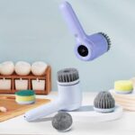 ⁦فرشة تنظيف دوارة بـ 5 رؤوس مختلفة مع شاشة ديجيتال ومنفذ يو اس بي لتنظيف الأطباق والأكواب⁩ - الصورة ⁦2⁩