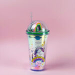 مج اكليريك 400 مللي بشاليموه مناسب للمشروبات المثلجة مزين باشكال كرتونية - الصورة 2