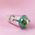 مج اكليريك 400 مللي بشاليموه مناسب للمشروبات المثلجة مزين باشكال كرتونية - الصورة 5