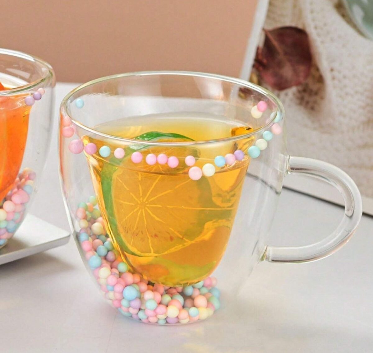 ⁦مج زجاج دبل شفاف 300 ملي ببلز من الداخل لشرب وتقديم العصائر والشاي⁩ - الصورة ⁦3⁩