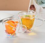 ⁦مج زجاج دبل شفاف 300 ملي ببلز من الداخل لشرب وتقديم العصائر والشاي⁩ - الصورة ⁦2⁩