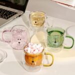 ⁦مج زجاج دبل شكل دبدوب 250 ملي لشرب النسكافيه والكابتشينو⁩ - الصورة ⁦3⁩