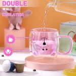 ⁦مج زجاج دبل شكل دبدوب 250 ملي لشرب النسكافيه والكابتشينو⁩ - الصورة ⁦6⁩