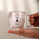 ⁦مج زجاج دبل شكل دبدوب 250 ملي لشرب النسكافيه والكابتشينو⁩ - الصورة ⁦8⁩