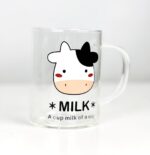 ⁦مج زجاج شفاف مطبوع بيد 450 مللي لشرب النسكافيه واللاتيه⁩ - الصورة ⁦2⁩