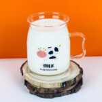 ⁦مج زجاج شفاف مطبوع ‏475 ملي بيد لشرب وتقديم النسكافيه والايس كوفي‏⁩ - الصورة ⁦5⁩