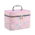 مجموعة شنط جلد 3 قطع بماقسات مختلفة لتنظيم وحمل الميك اب مزينة بقلوب - الصورة 6