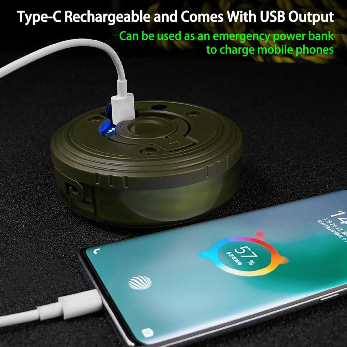 ⁦USB كشاف ليد وباور بانك 3*1 بسلسة اضاءة قابلة للسحب مع 8 اضاءات مختلفة⁩ - الصورة ⁦4⁩