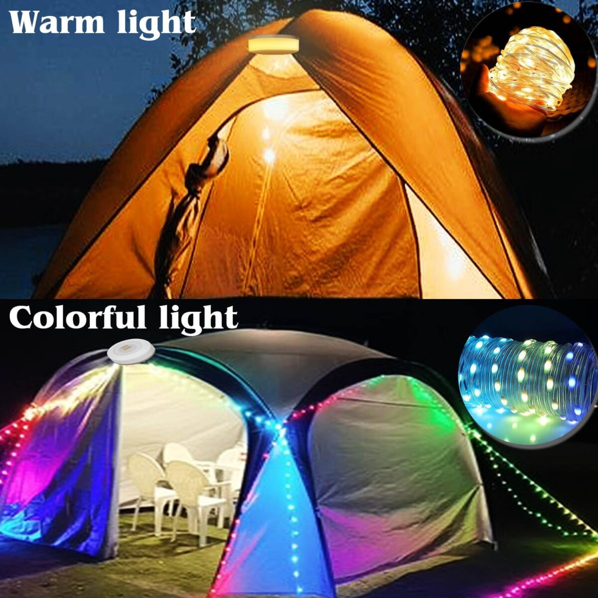 ⁦USB كشاف ليد وباور بانك 3*1 بسلسة اضاءة قابلة للسحب مع 8 اضاءات مختلفة⁩ - الصورة ⁦8⁩