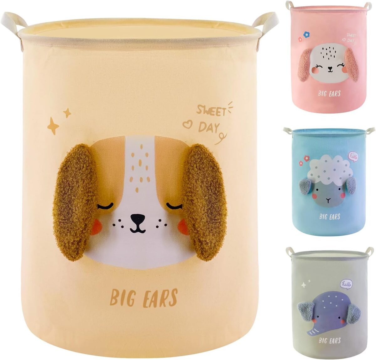 ⁦باسكت غسيل قابل للطي لحمل الملابس والعاب الاطفال برسومات حيوانات⁩ - الصورة ⁦2⁩