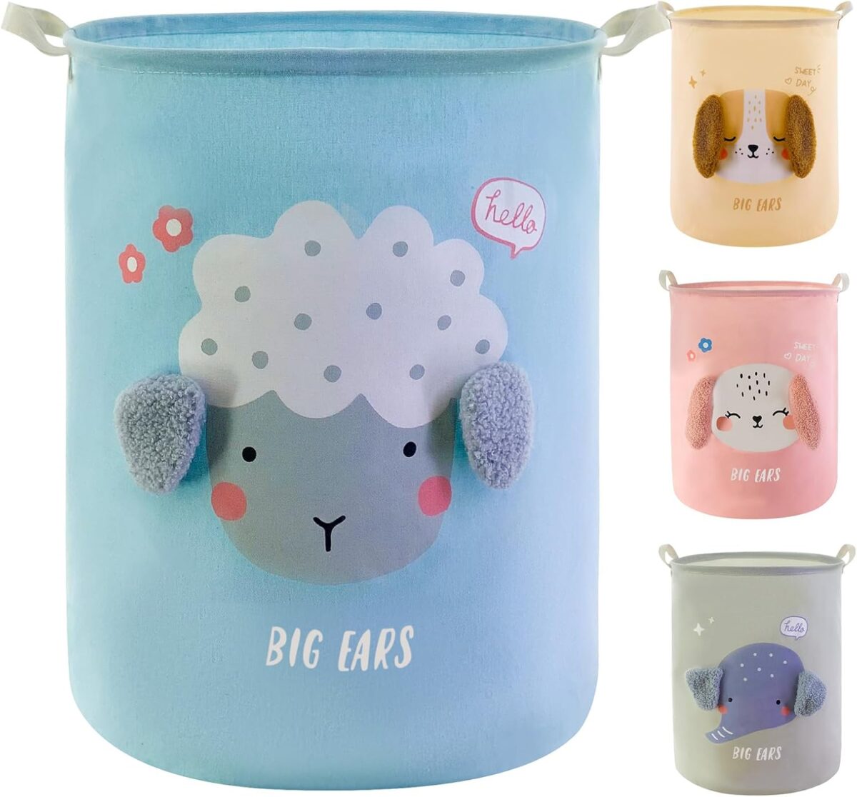 ⁦باسكت غسيل قابل للطي لحمل الملابس والعاب الاطفال برسومات حيوانات⁩ - الصورة ⁦1⁩