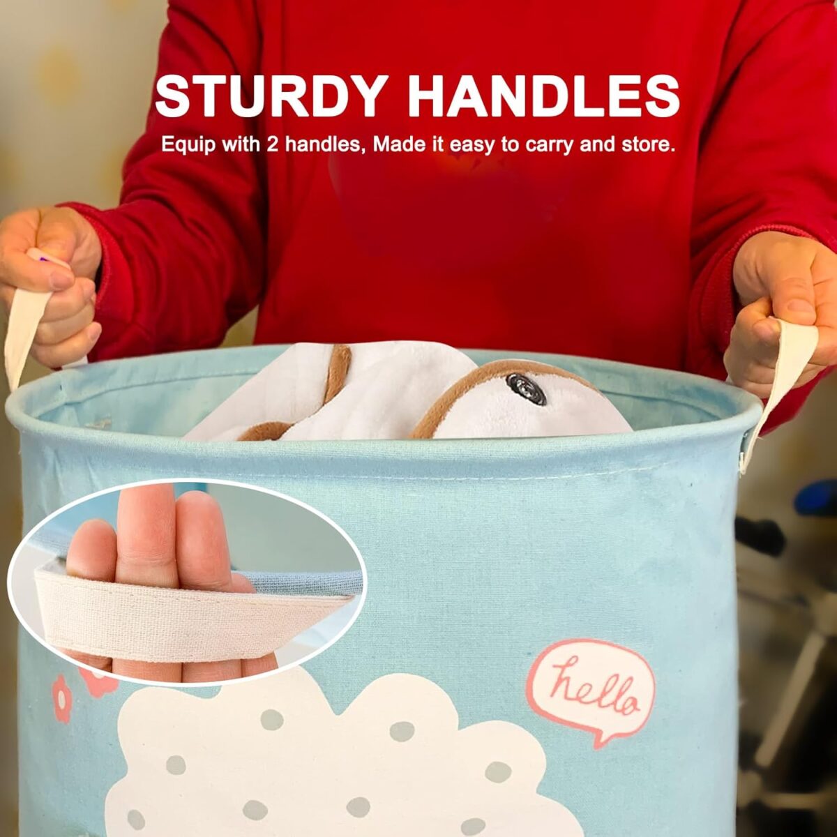 ⁦باسكت غسيل قابل للطي لحمل الملابس والعاب الاطفال برسومات حيوانات⁩ - الصورة ⁦5⁩