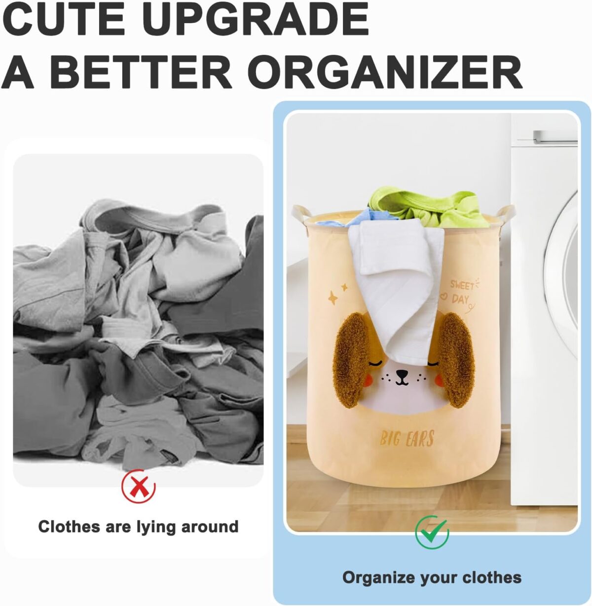 ⁦باسكت غسيل قابل للطي لحمل الملابس والعاب الاطفال برسومات حيوانات⁩ - الصورة ⁦7⁩