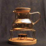 براد بايركس حراري 600 ملي بغطاء خشبي مع استاند معدن _ باللون العسلي