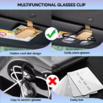 ⁦حامل نظارات شمسية مغناطيسي من الجلد - يثبت بسهولة في مراية السيارة⁩ - الصورة ⁦4⁩