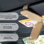 ⁦حامل نظارات شمسية مغناطيسي من الجلد - يثبت بسهولة في مراية السيارة⁩ - الصورة ⁦3⁩