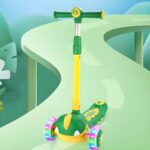 سكوتر مضئ ثلاثي العجلات مزود بمقعد قابل للطي شكل ديناصور - الصورة 5