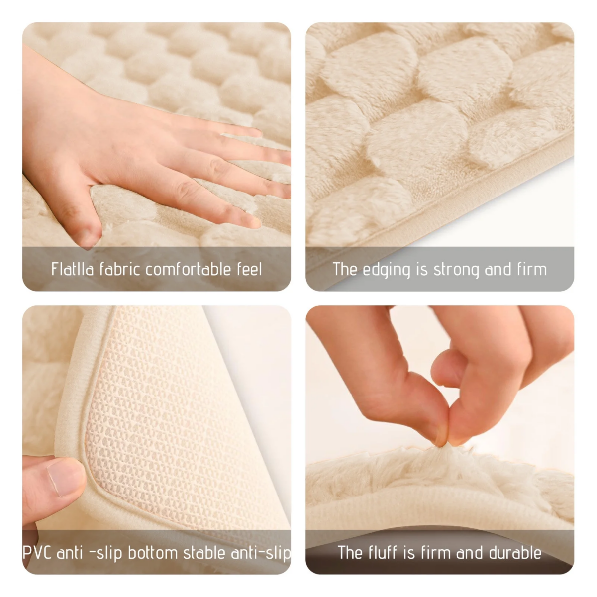 ⁦طقم دواسات حمام 3 قطع من القطيفة باللون البيج- مقاس 60*40 سم⁩ - الصورة ⁦8⁩