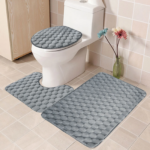 ⁦طقم دواسات حمام  3 قطع مقاس 60 *40 باللون الرمادي - قطيفة⁩ - الصورة ⁦2⁩