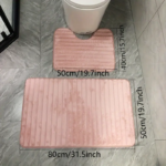 ⁦طقم دواسات قطعتين لارضيات الحمام من القطيفة باللون البينك⁩ - الصورة ⁦3⁩